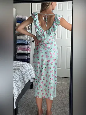 Zara Midi Dress with Ruffle V-Neck thumbnail 3