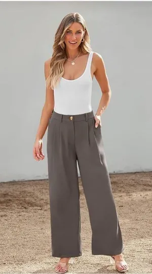 NEW LILLUSORY Wide Leg Dress Pants High Waisted Dressy Trousers L thumbnail 4
