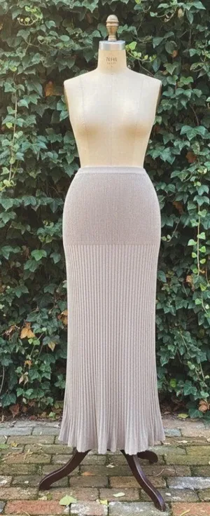 NWT Ronny Kobo IONE in French Gray Plaited Rib Stretch Knit Maxi Skirt XS $356 thumbnail 1