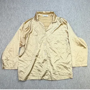 Vintage Christian Dior Pajama Set Women L Gold Luxury Old Money Loungewear Fair thumbnail 5