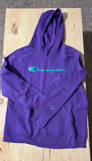 Champion Womens‎ Purple Pullover Hoodie Sweatshirt Graphic Logo Size Large L thumbnail 1