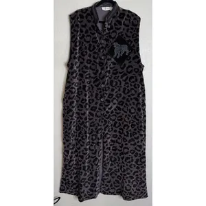 Laffaire Womens OS Purple Animal Print Velvet Tiger Long‎ Cardigan Dress Duster thumbnail 3