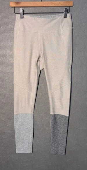 Outdoor Voices Womens Leggings S Beige Grey TechSweat Colorblock Athletic Gym thumbnail 1