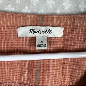 Madewell Peach Plaid Morningview Tie‎ Sleeve Top thumbnail 3