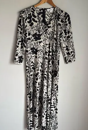 BA&SH Olga Abstract-print midi Dress In Ecru thumbnail 3