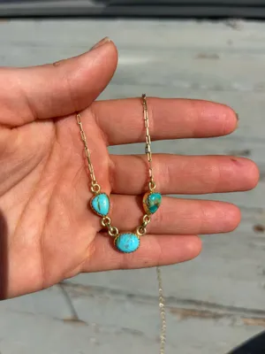 Turquoise & Gold Turnback Pony necklace Blue thumbnail 1