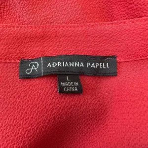Adrianna Papell Blouse Top V-Neck‎ Short Sleeve Button Up Orange Red Women Large thumbnail 7