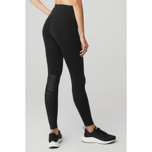 ALO Yoga Moto Leggings High Waist‎ Black Moto Panel Detail Athleisure Small thumbnail 2
