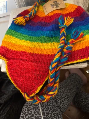 Handmade Rainbow Knit Sherpa Hat thumbnail 1
