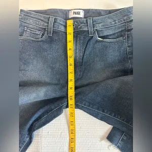PAIGE Jeans Colette‎ Crop Flare Blue Distressed Bottom Faded Size 30 Pre-owned thumbnail 13