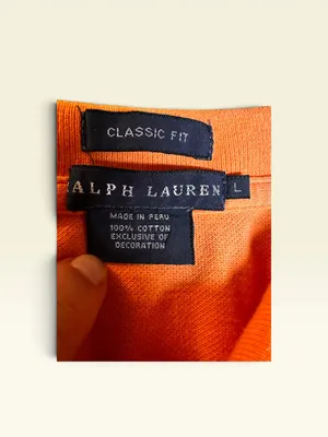 Ralph Lauren Polo Shirt Womens Large Peach Orange Lilac Classic Fit Preppy Y2K thumbnail 5