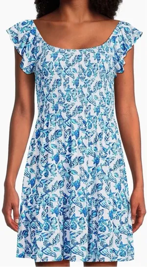Lilly Pulitzer Jilly Smocked Dress Resort White Shell Collector, SMALL, NWOT thumbnail 1