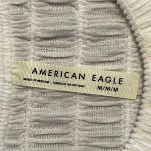 919 | NWT American Eagle Smocked Lettuce Edge Baby Tee White Womens‎ M thumbnail 5