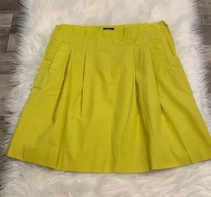 J. Crew pleated A-line side zip skirt chartreuse cotton poplin 6 thumbnail 1