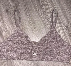 Alo Yoga Alosoft Lounge Brown Speckled V-Neck Bralette thumbnail 3
