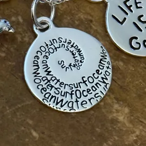 Life is Good 925 silver inspirational layered charm pendant necklace thumbnail 5