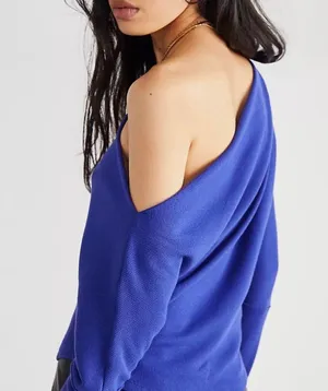 Free People NWT fuji thermal sweater top in indigo thumbnail 2