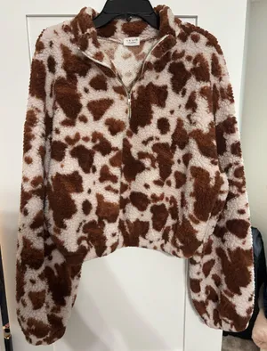 Boutique Cow Print Quarter Zip thumbnail 1