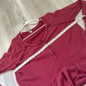 Free People Top coastaline thermal long sleeve peplum womens Red (medium) boho thumbnail 3