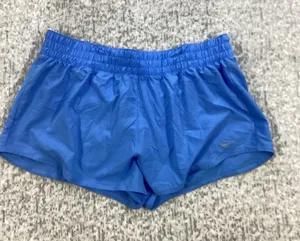 Nike Womens Dri-FIT Running Shorts Blue Reflective Swoosh Elastic Waist Athletic thumbnail 1