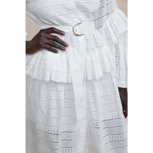 Acler Valentine Ivory Broderie Anglaise Cotton Midi Dress Long Sleeve 2 thumbnail 3