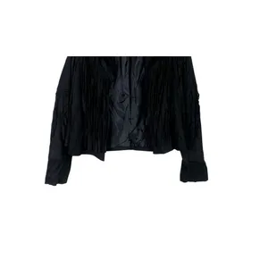 NEW! Western Fringe Soft Faux Suede Open Style Lined Jacket Coat M Black thumbnail 10