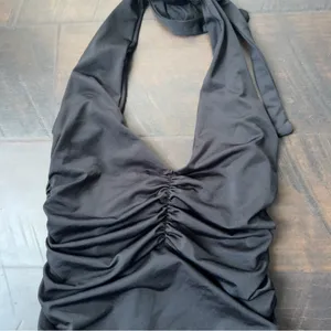 Ruched Black Halter Dress thumbnail 6