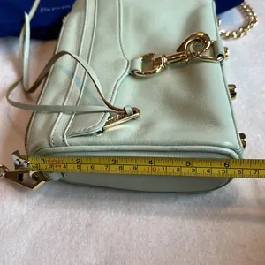 Rebecca MINKOFF Sherbet Green Leather Crossbody Purse Handbag with gold chain thumbnail 13