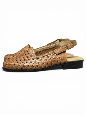 Vtg Kim Rogers Lindsey Woven Leather Slingback‎ Flats Fisherman Cottagecore Boho thumbnail 4