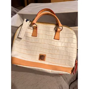 Dooney & Bourke Womens Satchel White Leather Croc Zip Zip Satchel Dome Bag thumbnail 2