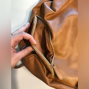 NWOT Brown Faux Leather Backpack OS thumbnail 4