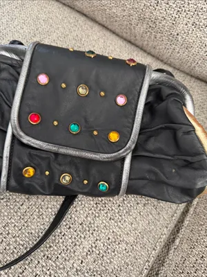 Y2K Vintage Beaded Leather Handbag Purse – Retro 2000s Shoulder Bag thumbnail 7