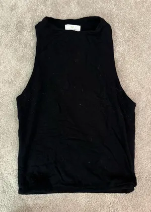 Live in the Moment Sleeveless Black Crop Top with High Neck thumbnail 1