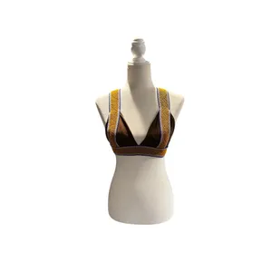 Elysiian Swim Bali Bikini Top in Brown and Gold Size Small thumbnail 3