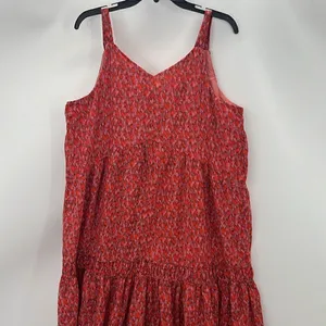 Joie large abstract print boho tiered red black maxi dress thumbnail 5