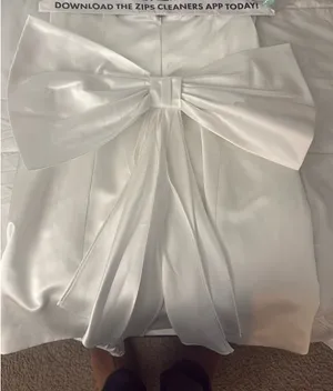 Lulus Bridal White Satin Strapless Bow Mini Dress thumbnail 3