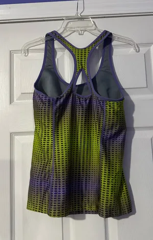 Nike Womens Purple Green Dri-Fit Polka Dot Shelf Bra Activewear Tank Top XL thumbnail 2