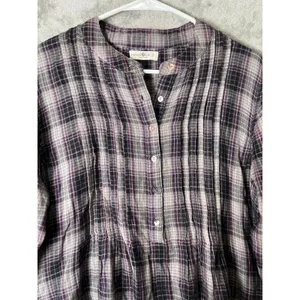 Natural Life Plaid Peplum Blouse Soft Grunge Cottagecore Indie Boho Small Cotton thumbnail 2