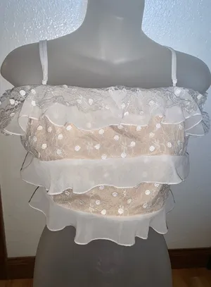 Forever 21 lace ruffle tank top thumbnail 1