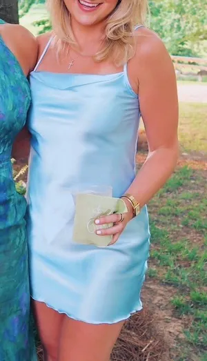 bebe Light Blue Satin Slip Dress thumbnail 1