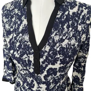 Anthropologie Edme & Esyllte Sketchbook Shirt Dress Blue White Smocked size 6 thumbnail 8