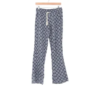 Roxy Navy Blue Geometric Print Linen Blend Wide Leg Drawstring Beach Pants M thumbnail 2