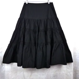 Lulus Darling Flourish Tiered Midi Skirt Size L Black High A-Line Victorian Goth thumbnail 9
