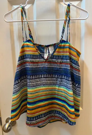 Mimi Chica Multicolor Striped Spaghetti Strap Tank Top size M thumbnail 1