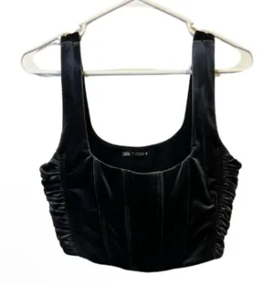 ZARA Velvet Corset Top Size Medium thumbnail 3