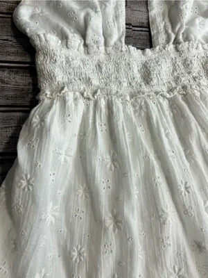Aerie White Halter Eyelet Mini Dress - Smocked Waist Size Medium thumbnail 3