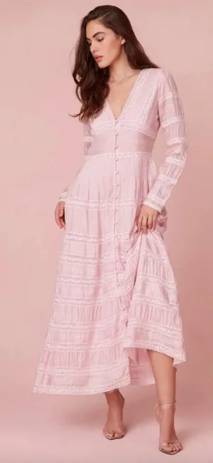 LoveShackFancy Ellitia Dress Victorian Lace Maxi Light Lilac Viscose US 0 NWT thumbnail 1