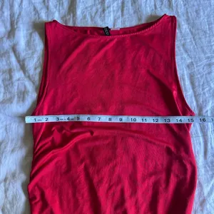 H&M Divided Red Ruched Side Sleeveless Fit & Flare Mini Dress L Y2K Party thumbnail 5