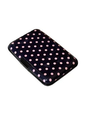 Black & Pink Polka Dot Hard Case Aluminum RFID Blocking Credit Card Holder thumbnail 3
