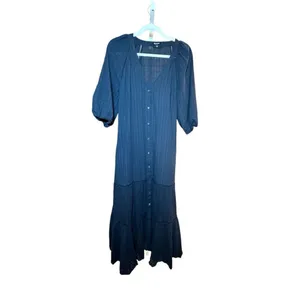 Madewell Tie-Waist Tiered Midi Dress in‎ Windowpane Sz 6 thumbnail 4